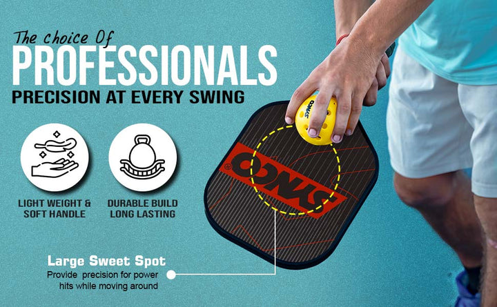 Fibreglass Pickleball Paddle 16mm, plus Two Performance Pickleballs, supplied in a Carry Bag - Carbonium Red