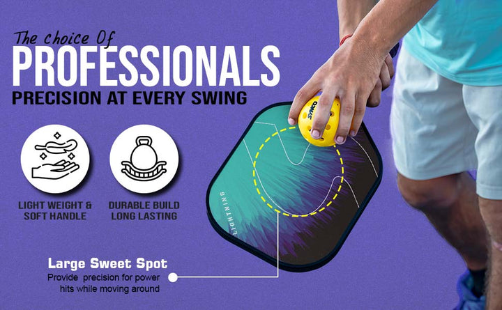 Fibreglass Pickleball Paddle 12mm, plus Two Performance Pickleballs, supplied in a Carry Bag - Lightening Blue
