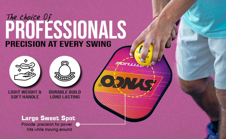 Fibreglass Pickleball Paddle 16mm, plus Two Performance Pickleballs, supplied in a Carry Bag - Latitude Pink