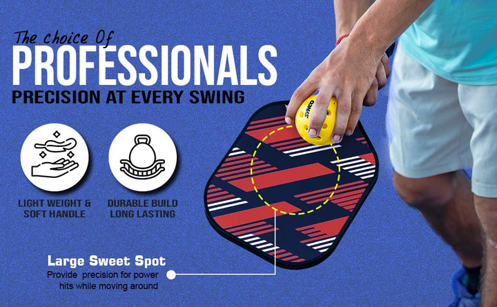 Carbon Fibre Pickleball Paddle 16mm, plus Two Performance Pickleballs, supplied in a Carry Bag - Slash Red