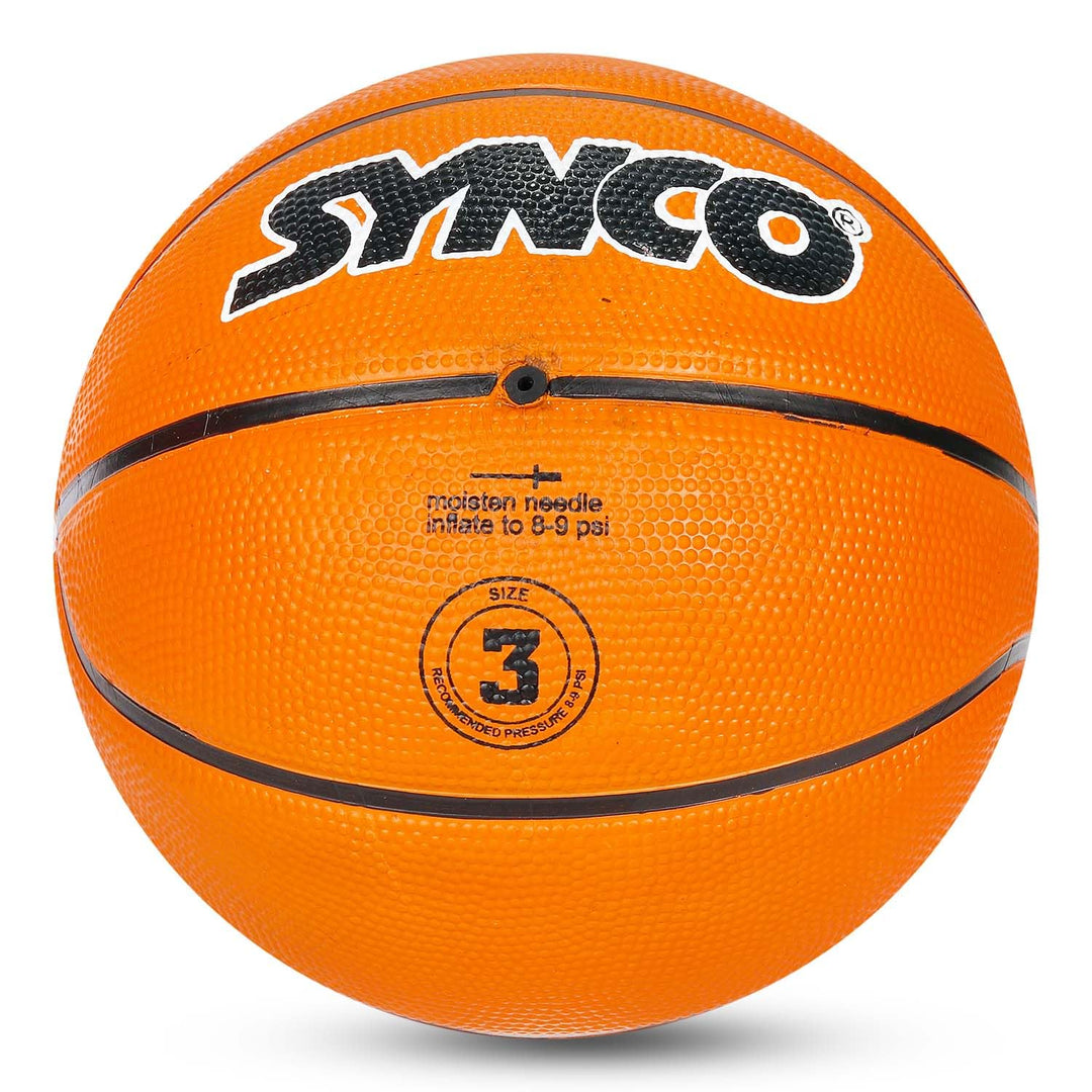 Synco Young Champ Basketball Size-3 | Junior Size for Children and Kids | Soft Rubberised Ball | for Children Age 4-8 Years (Orange)