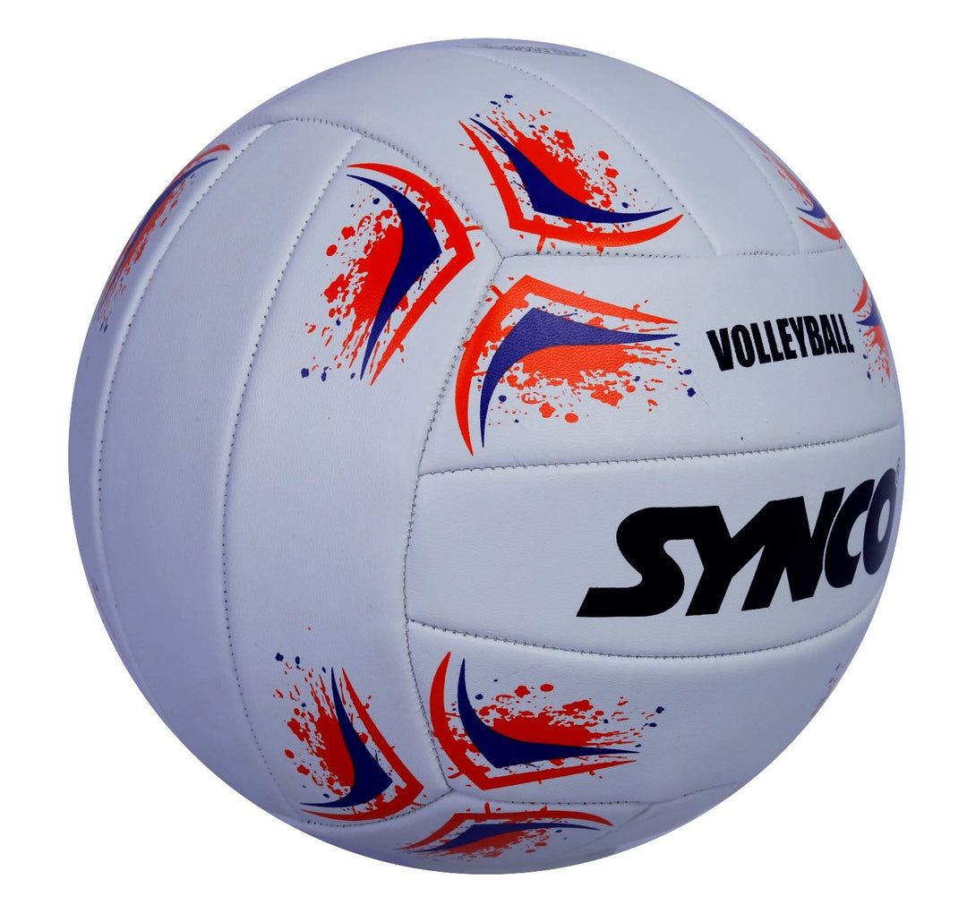 SYNCO PU Hand Stitched Volleyball, Size 4 (White and Red)