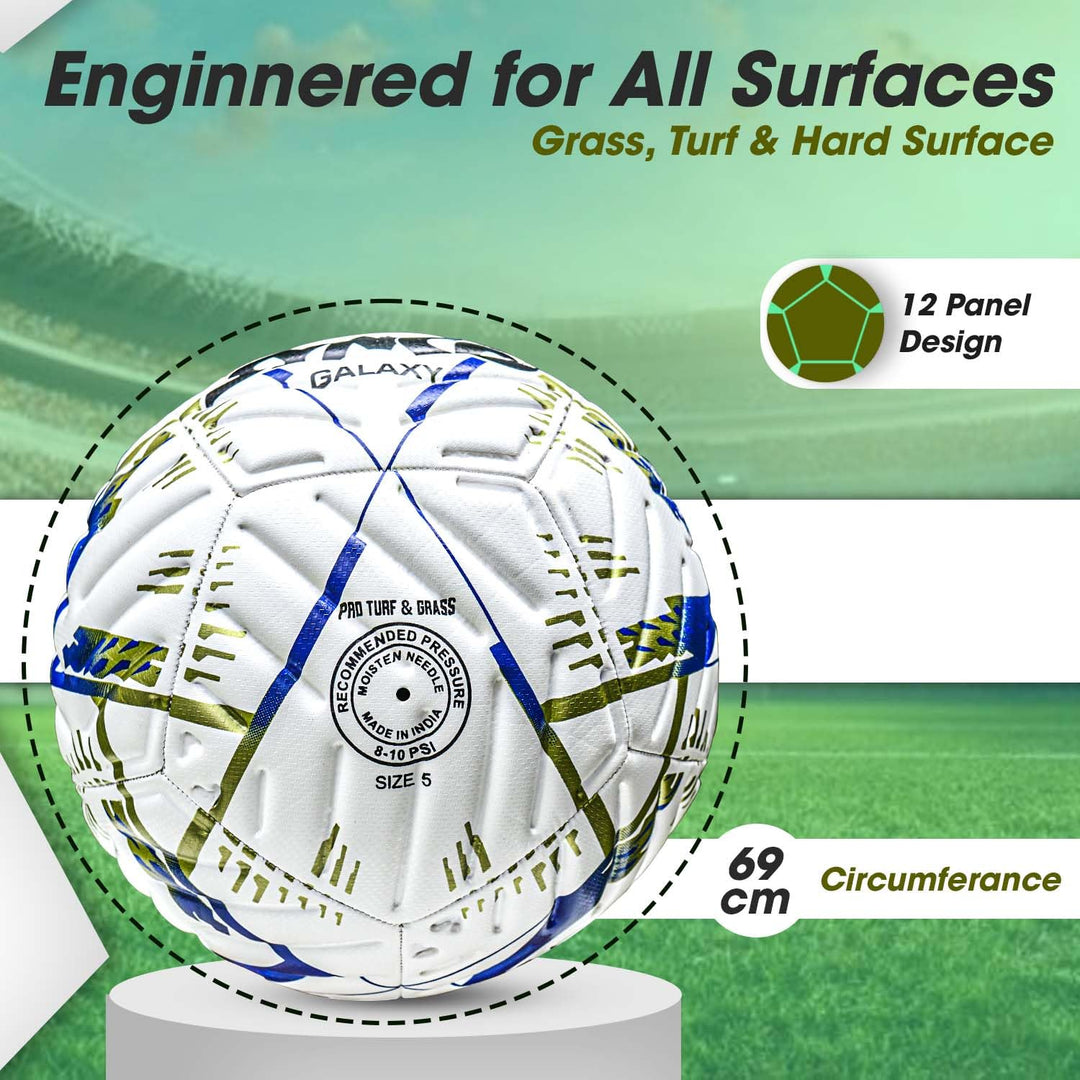 Synco Galaxy Embossed Football 12 Panel Thermo Fusion Football Match Ball | Machine Stitched For Hard Ground| Professional Ball For Training And Matches| Size 5