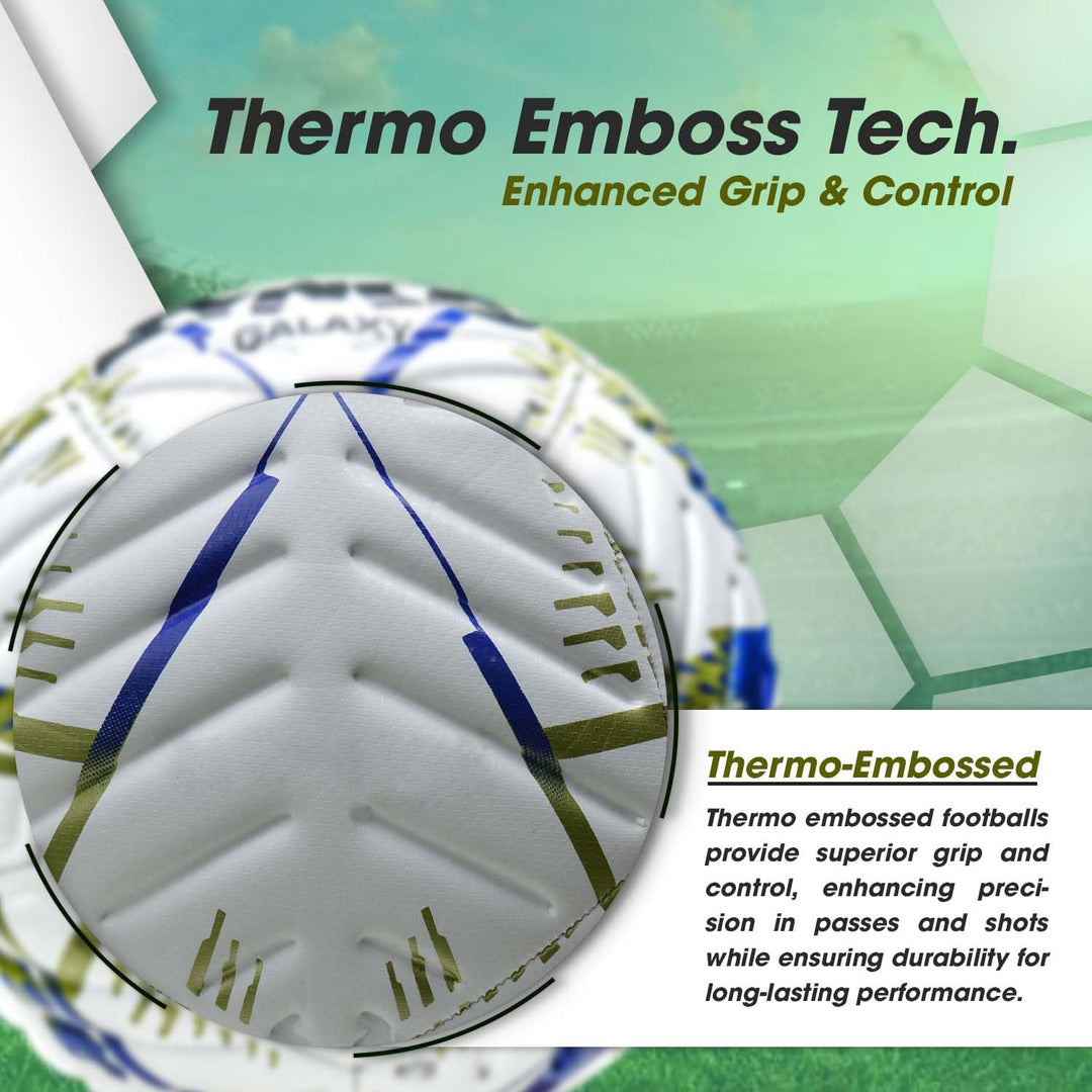 Synco Galaxy Embossed Football 12 Panel Thermo Fusion Football Match Ball | Machine Stitched For Hard Ground| Professional Ball For Training And Matches| Size 5