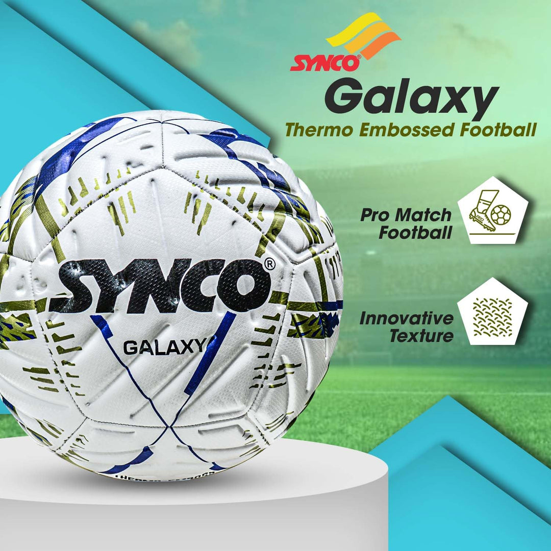 Synco Galaxy Embossed Football 12 Panel Thermo Fusion Football Match Ball | Machine Stitched For Hard Ground| Professional Ball For Training And Matches| Size 5