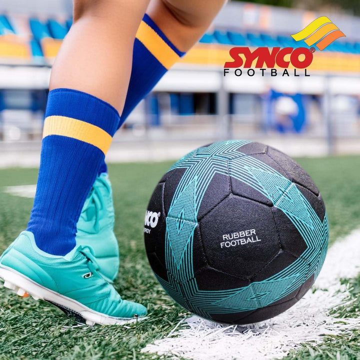 Synco Synergy Football | Rubberized Moulded | Suitable for Hard Ground Without Grass | Training Ball | Soccer Ball | for Men/Women | Football Size - 5 (Black)