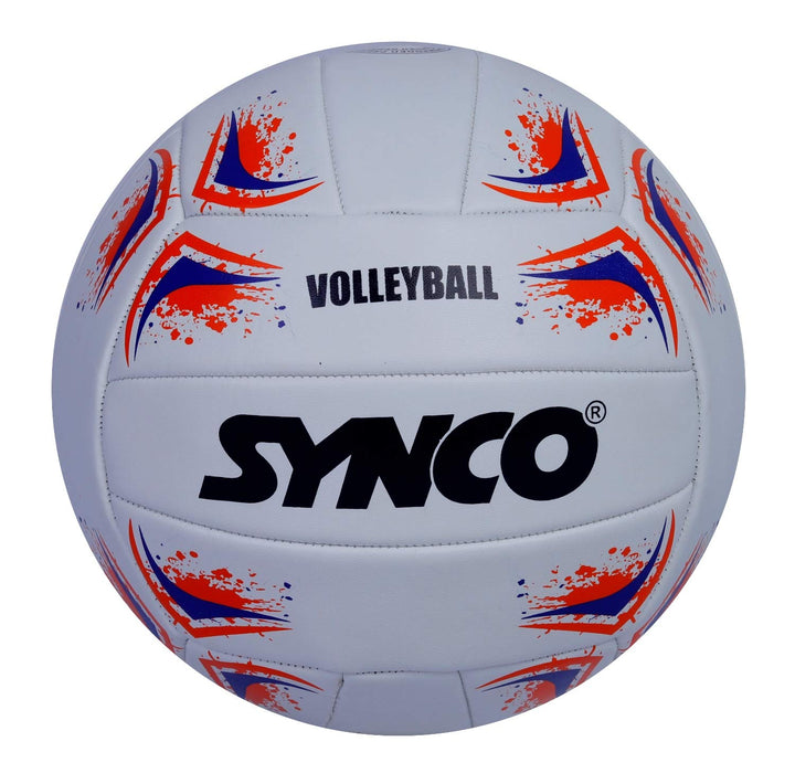 SYNCO PU Hand Stitched Volleyball, Size 4 (White and Red)