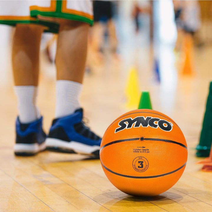 Synco Young Champ Basketball Size-3 | Junior Size for Children and Kids | Soft Rubberised Ball | for Children Age 4-8 Years (Orange)