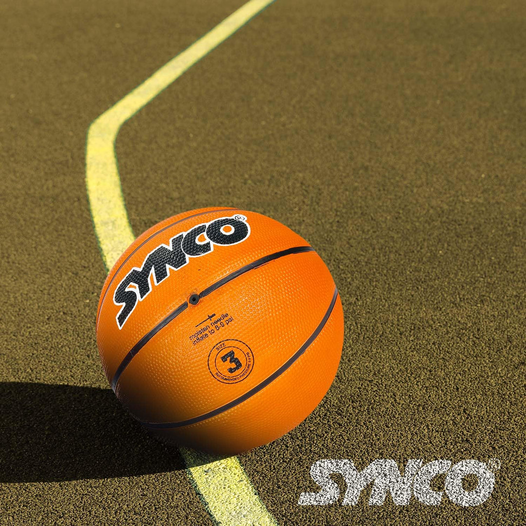 Synco Young Champ Basketball Size-3 | Junior Size for Children and Kids | Soft Rubberised Ball | for Children Age 4-8 Years (Orange)