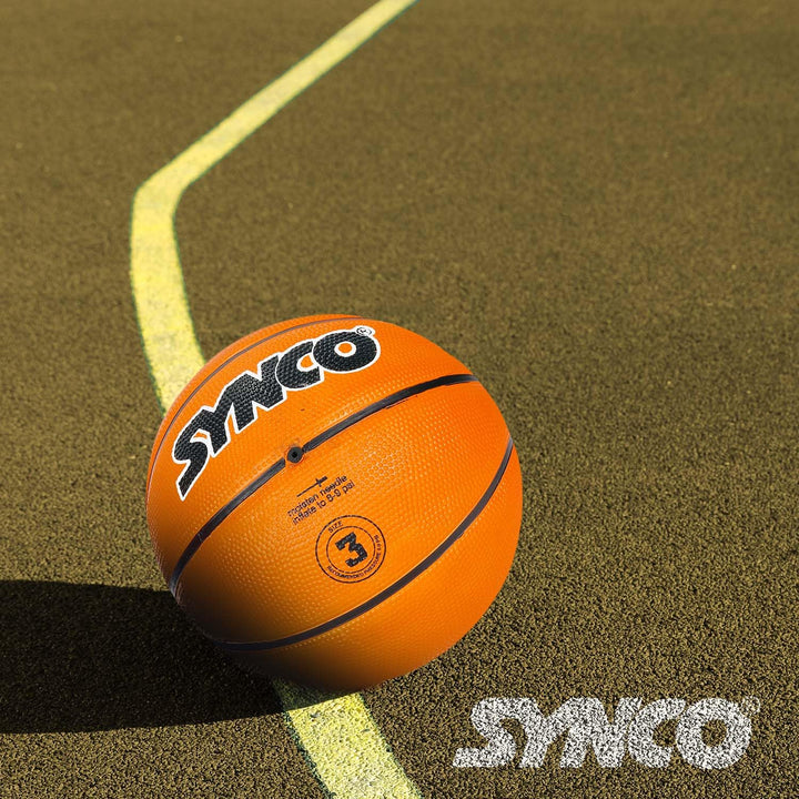 Synco Young Champ Basketball Size-3 | Junior Size for Children and Kids | Soft Rubberised Ball | for Children Age 4-8 Years (Orange)