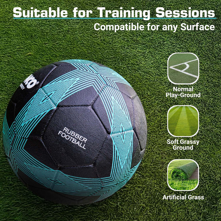 Synco Synergy Football | Rubberized Moulded | Suitable for Hard Ground Without Grass | Training Ball | Soccer Ball | for Men/Women | Football Size - 5 (Black)