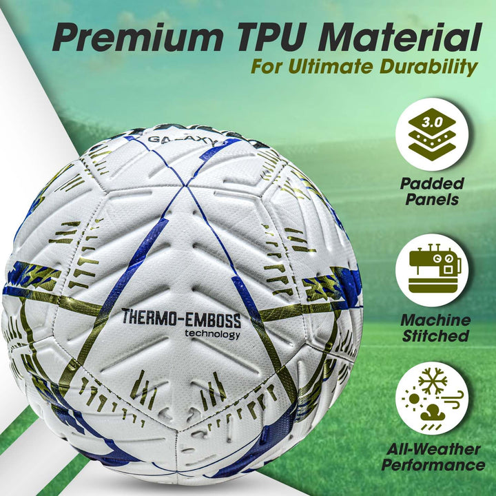 Synco Galaxy Embossed Football 12 Panel Thermo Fusion Football Match Ball | Machine Stitched For Hard Ground| Professional Ball For Training And Matches| Size 5