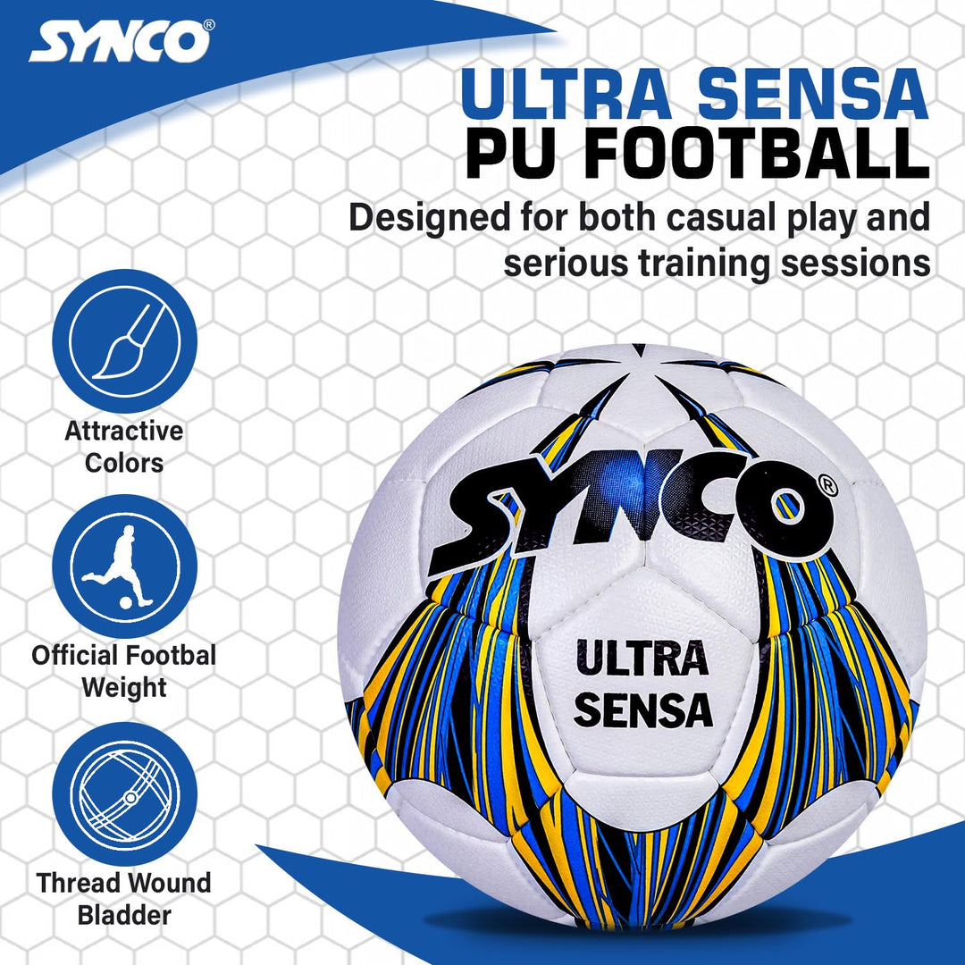 SYNCO PROFESSIONAL FIFA ULTRASENSA PU FOOTBALL SIZE 5 PANEL 320 SS6500