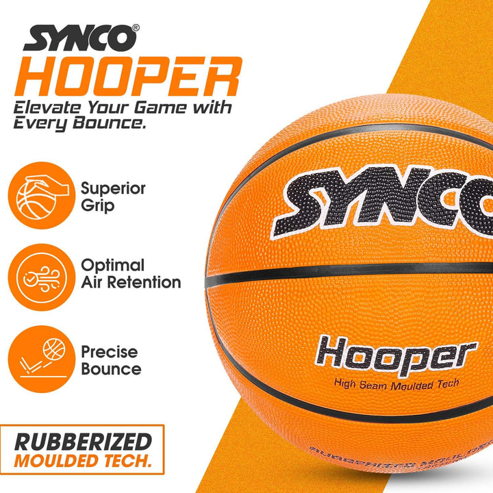 Synco Hooper Series | Basketball (Size-6) | Moulded Technology | 8 Panel | for Indoor & Outdoor Games & Training | Ideal for Boys/Girls Age 12-14 Years