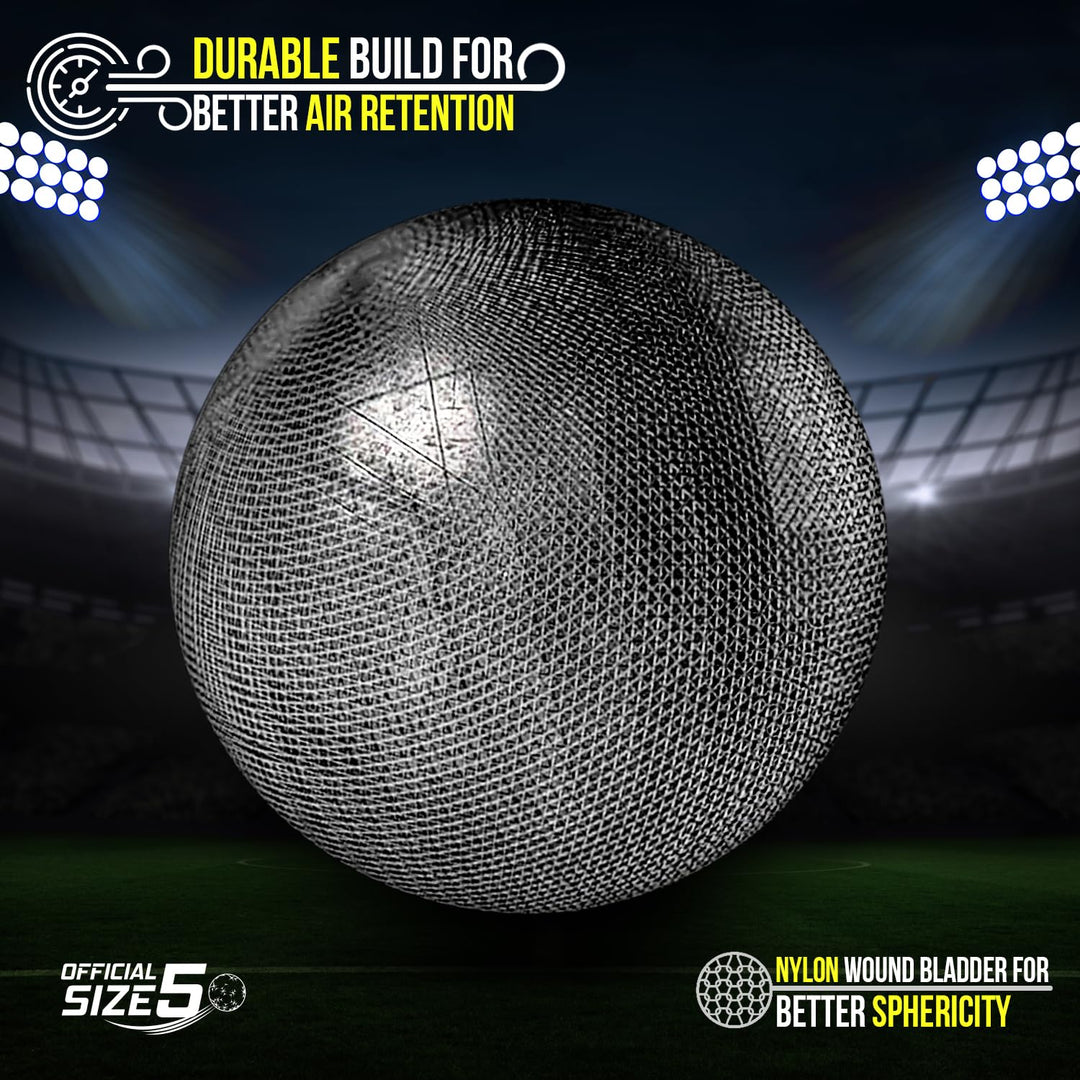 Synco Bolt Thermobonded Football | PU 32 Panel Textured Surface Professional Match Ball | Suitable for Soft & Wet Ground, Hard Ground with Grass & Artificial Turf | Water Resistant Football | Size-5