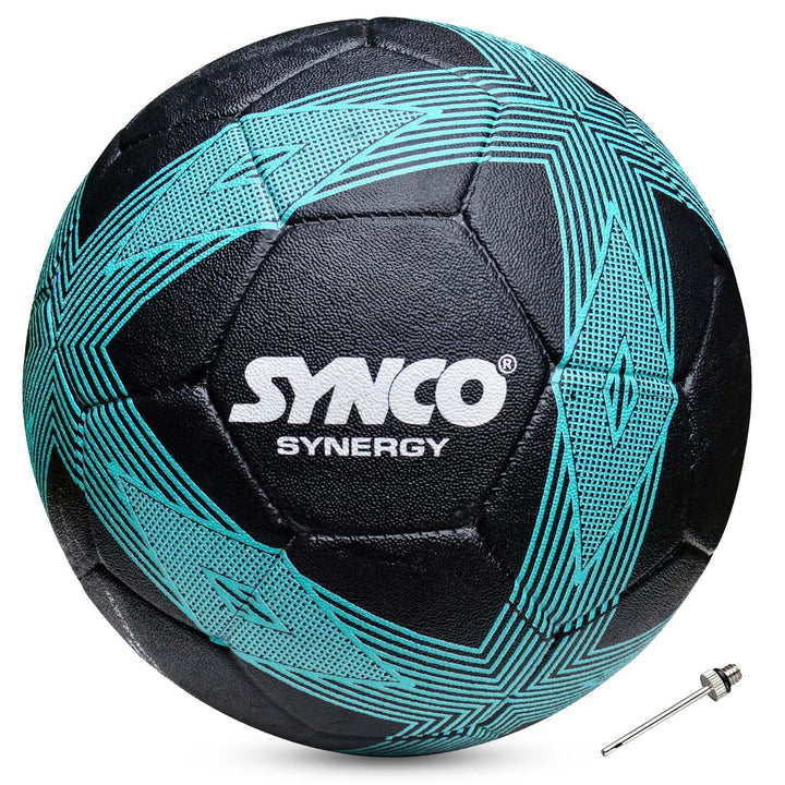 Synco Synergy Football | Rubberized Moulded | Suitable for Hard Ground Without Grass | Training Ball | Soccer Ball | for Men/Women | Football Size - 5 (Black)