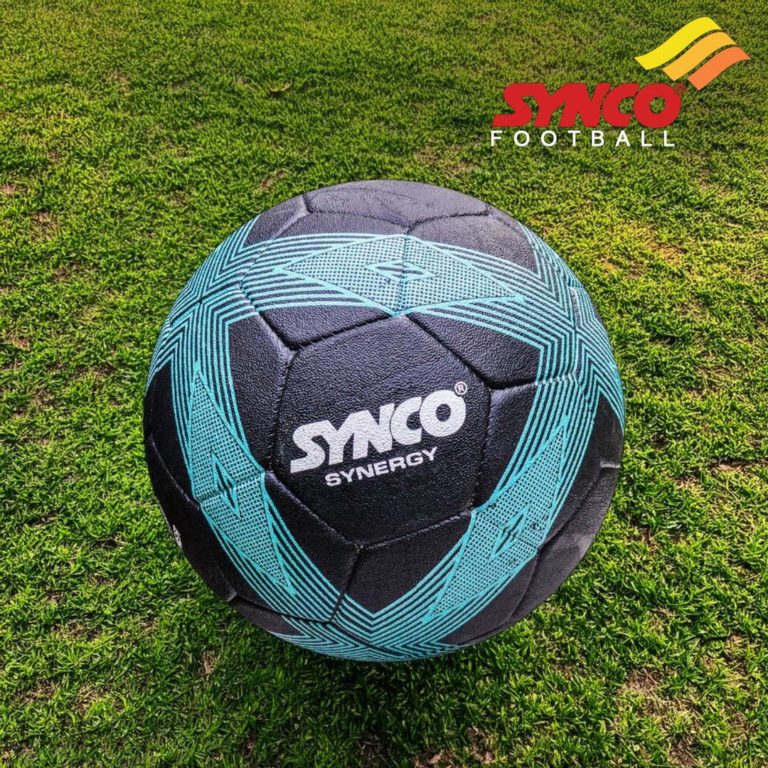 Synco Synergy Football | Rubberized Moulded | Suitable for Hard Ground Without Grass | Training Ball | Soccer Ball | for Men/Women | Football Size - 5 (Black)