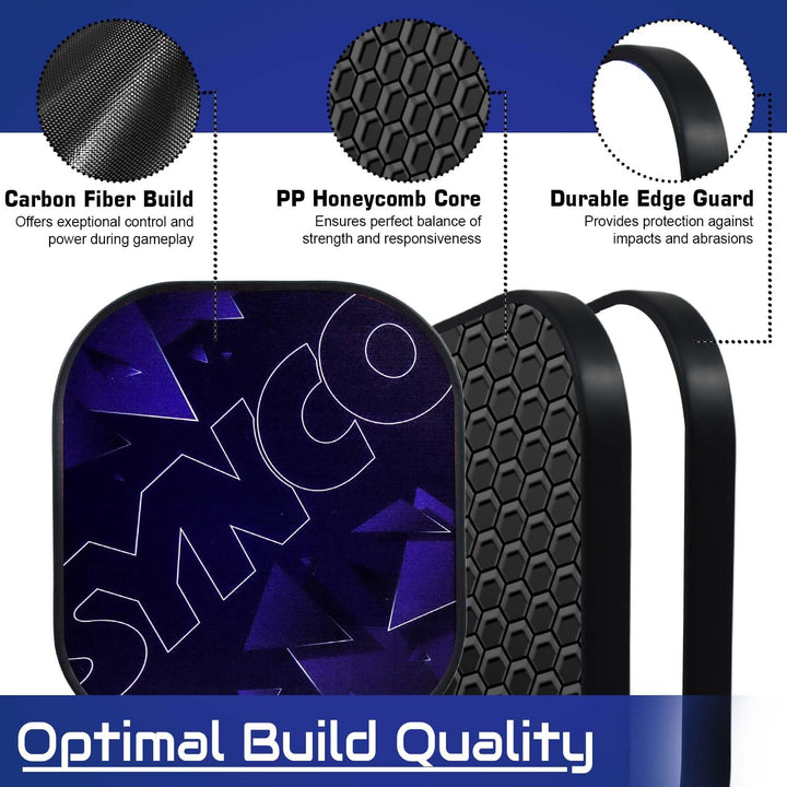 Carbon Fibre Pickleball Paddle 16mm, plus Two Performance Pickleballs, supplied in a Carry Bag - Glory Royal Blue