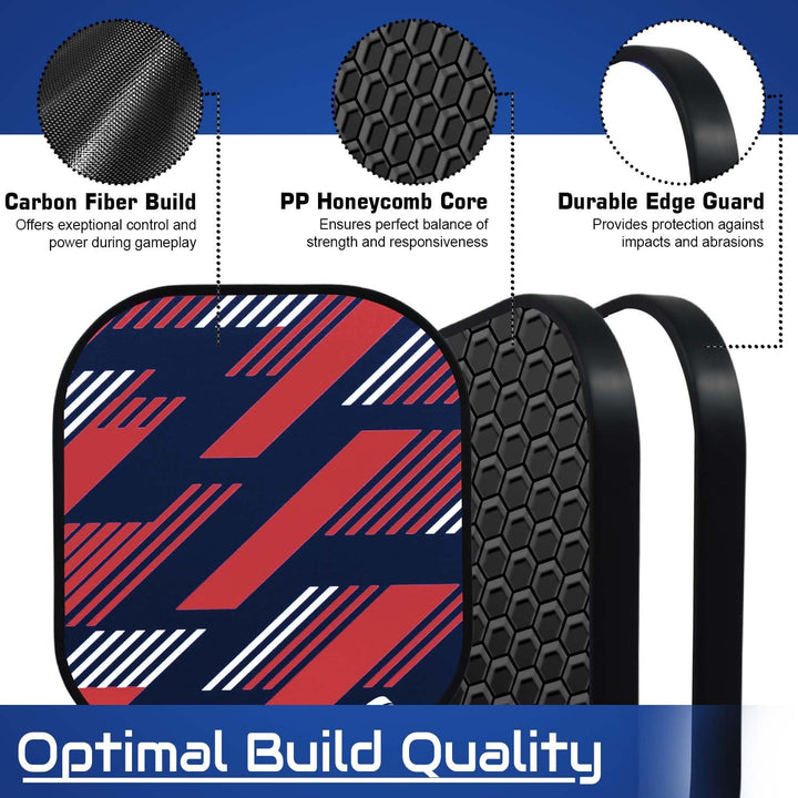 Carbon Fibre Pickleball Paddle 16mm, plus Two Performance Pickleballs, supplied in a Carry Bag - Slash Red