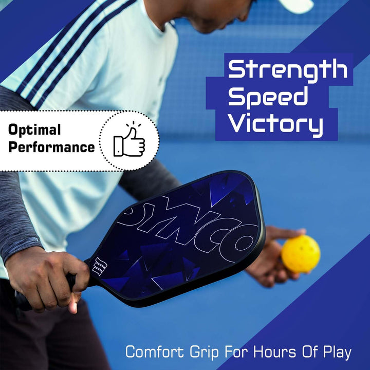 Carbon Fibre Pickleball Paddle 16mm, plus Two Performance Pickleballs, supplied in a Carry Bag - Glory Royal Blue