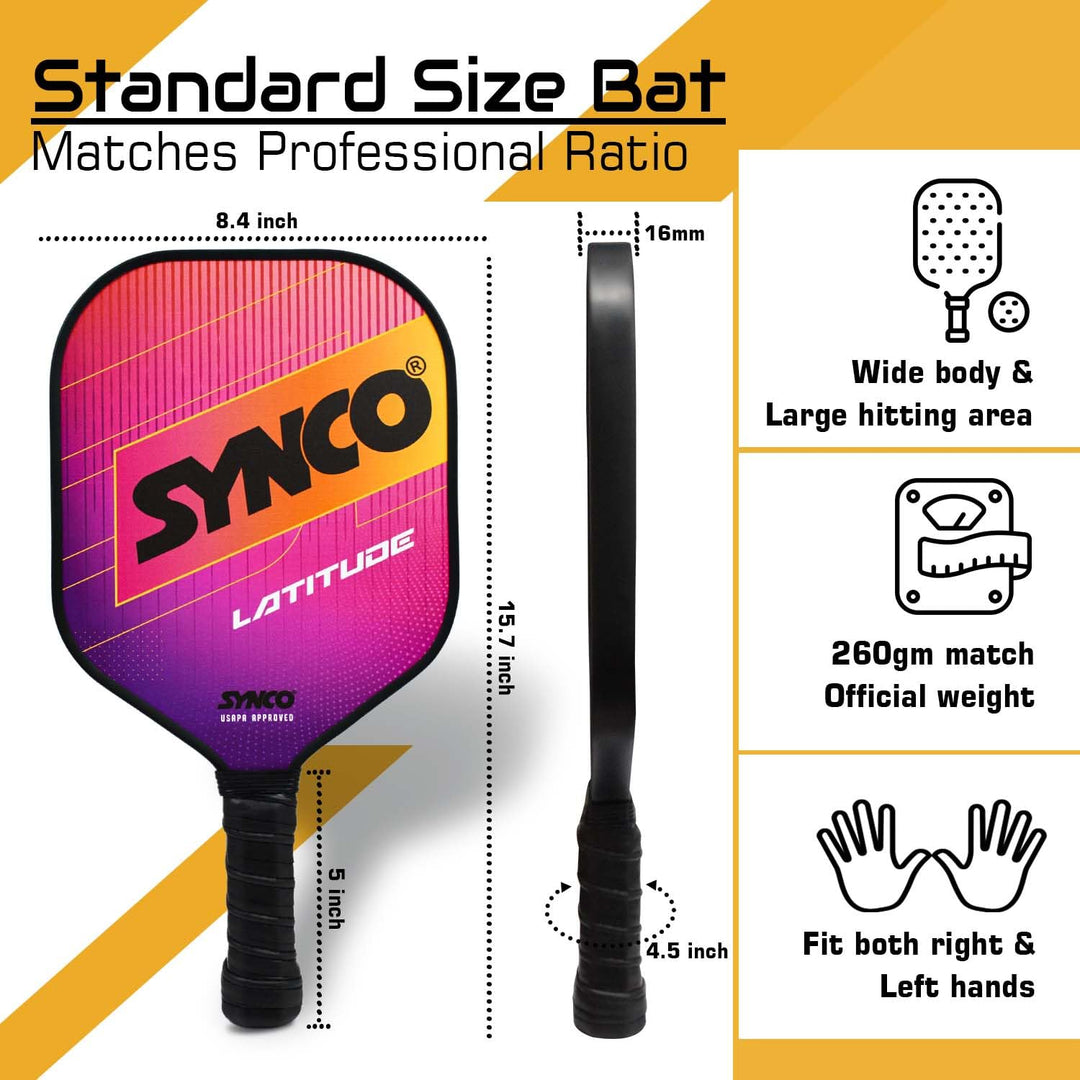 Fibreglass Pickleball Paddle 16mm, plus Two Performance Pickleballs, supplied in a Carry Bag - Latitude Pink
