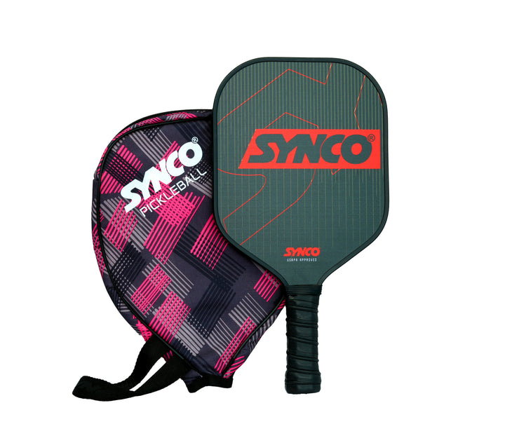 Fibreglass Pickleball Paddle 16mm, plus Two Performance Pickleballs, supplied in a Carry Bag - Carbonium Red