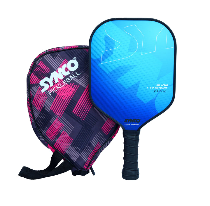Fibreglass Pickleball Paddle 16mm, plus Two Performance Pickleballs, supplied in a Carry Bag -  Hybrid Max Blue