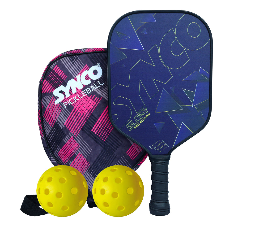 Carbon Fibre Pickleball Paddle 16mm, plus Two Performance Pickleballs, supplied in a Carry Bag - Glory Royal Blue