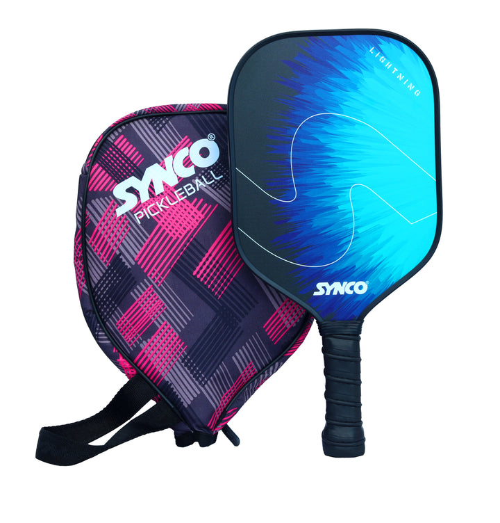Fibreglass Pickleball Paddle 12mm, plus Two Performance Pickleballs, supplied in a Carry Bag - Lightening Blue