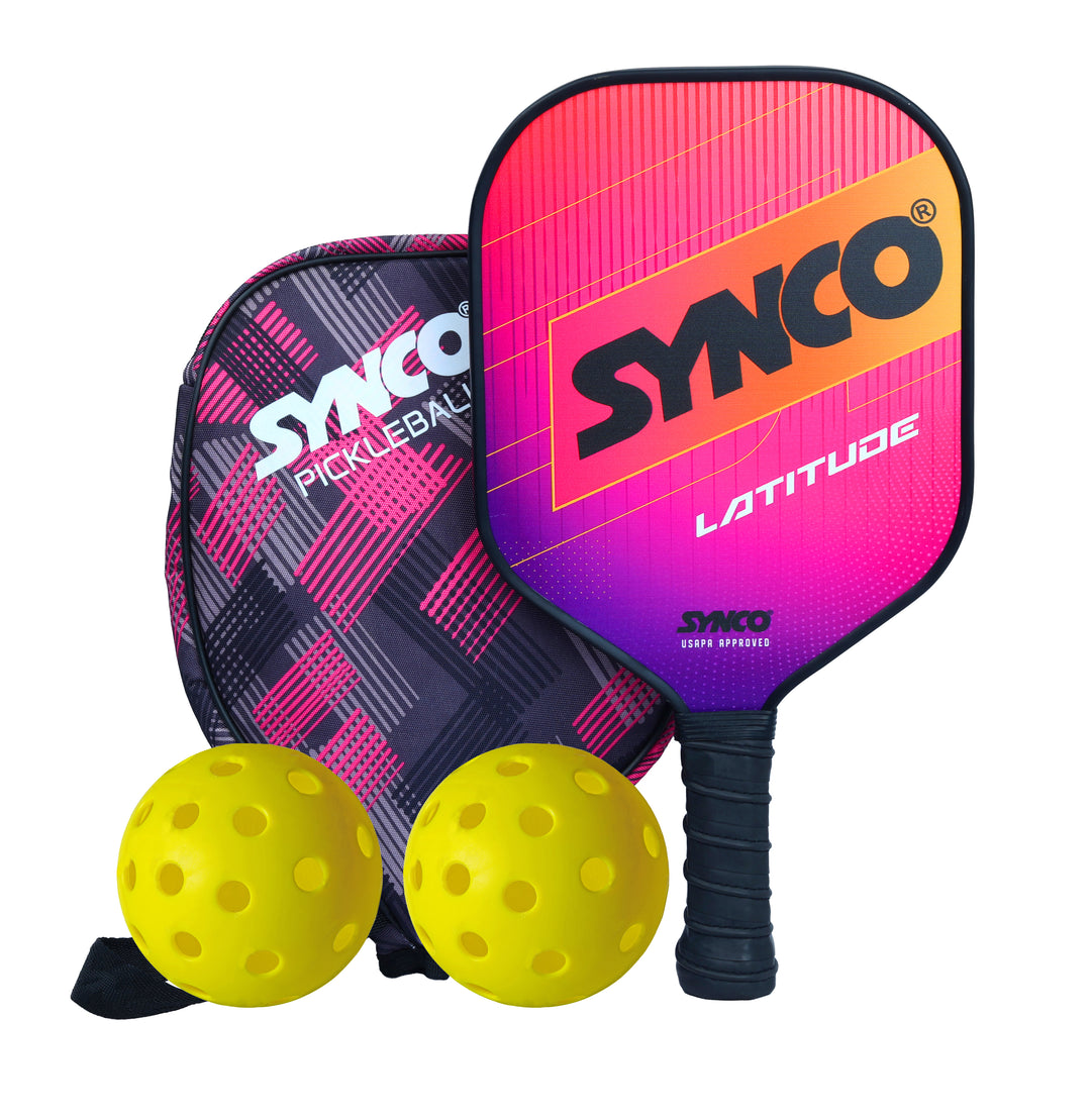 Fibreglass Pickleball Paddle 16mm, plus Two Performance Pickleballs, supplied in a Carry Bag - Latitude Pink