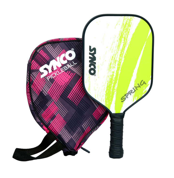 Fibreglass Pickleball Paddle 12mm, plus Two Performance Pickleballs, supplied in a Carry Bag - Spring Green