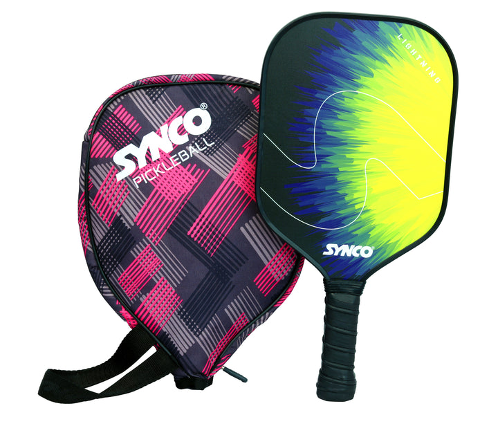 Fibre Glass Pickleball Paddle 12mm, plus Two Performance Pickleballs, supplied in a Carry Bag - Lightening Yellow