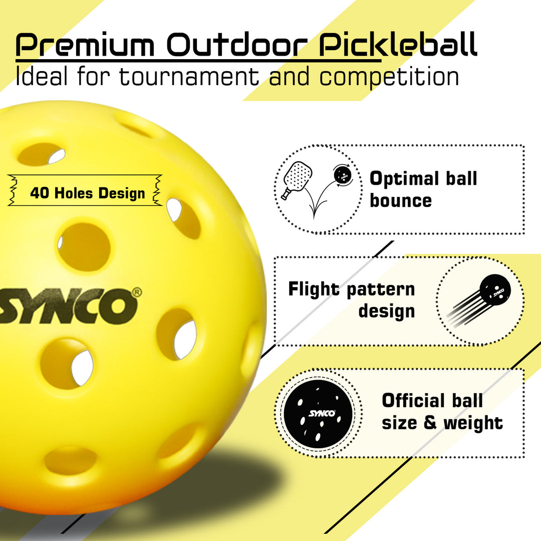 Pickleball Balls (Outdoor) Set of 6
