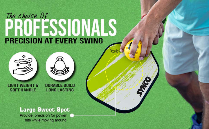 Fibreglass Pickleball Paddle 12mm, plus Two Performance Pickleballs, supplied in a Carry Bag - Spring Green